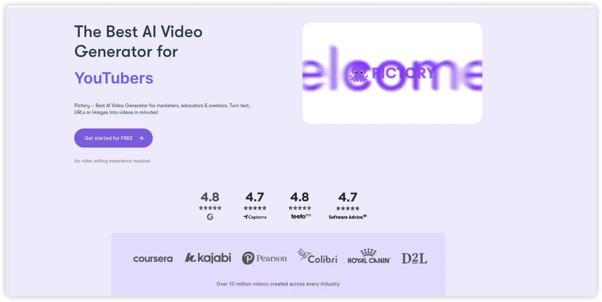 Pictory的官网预览图